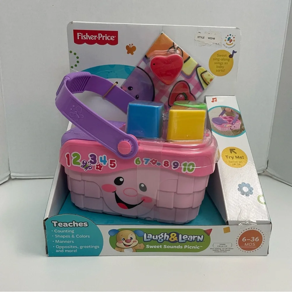 Fisher Price Laugh & Learn Picnic Basket Shapes Numbers Music Talks Words New